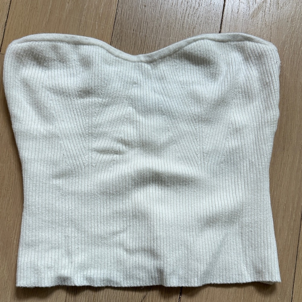 Banana Republic White Strapless Ribbed Top